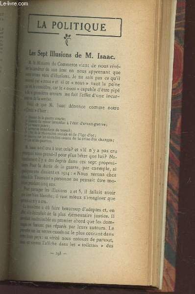 ESSAIS CRITIQUES / Les sept illusions de M. Isaac - De la boue sous le ciel (P. Verlet) / Le paquebot Tenacity - Le carrosse du saint-Sacrement - La Grande Pastorale - La rotisserie de la Reine Edauque / chez Colonne / Minerve ou Belphegor? - / etc.