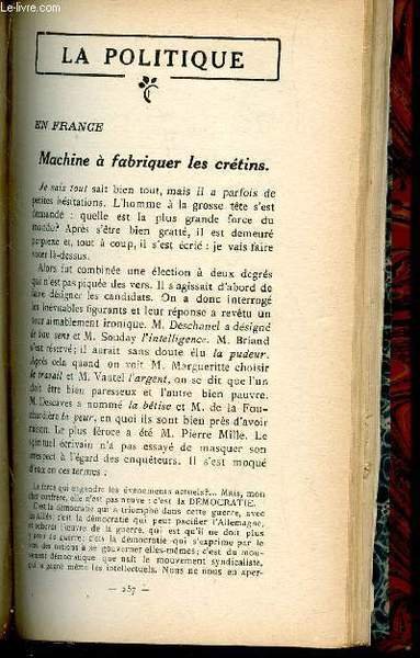 ESSAIS CRITIQUES - 3e serie / Machine a fabriquer les cretins - Le discours de Washington / L'Effigie de C�sar / Les titans du Ciel / Reflexions de rentr�e / Chre Lamoureux - Chez pasdeloup - chez colonne / Les opinions litteraires de M. Cl. Farrere etc.