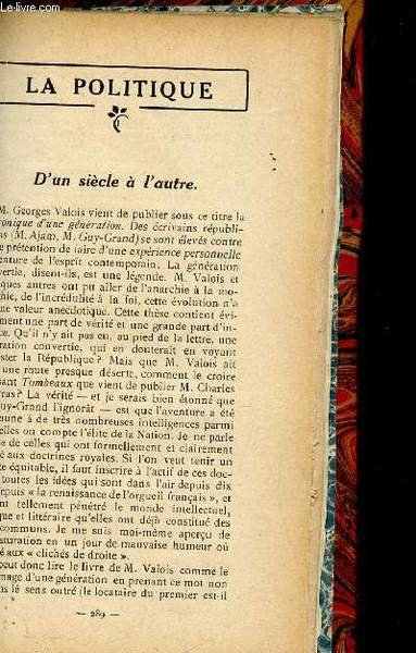 ESSAIS CRITIQUES - 3e serie / D'un si�cle a l'autre …