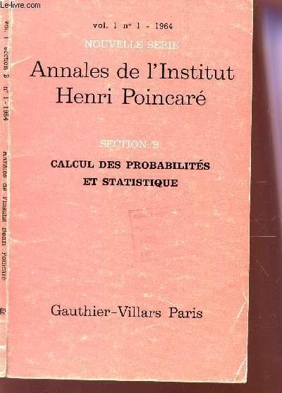 ANNALES DE L'INSTITUT HENRI POINCARE - VOL.I - NOUVELLE SERIE …