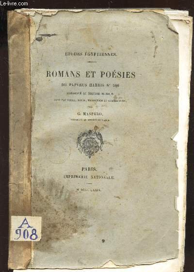 ROMANS ET POESIES DU PAPYRUS HARRIS N�500 / ETUDES EGYPTIENNES.
