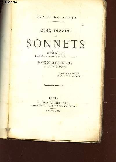 CINQ DIZAINS DE SONNETS ENTRECOUPES D'HISTORIETTES EN VERS ET AUTRES …