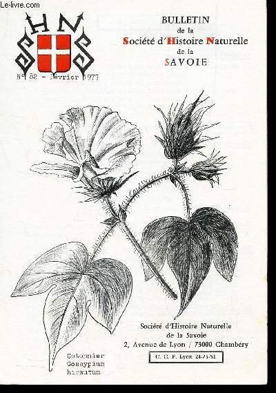 BULLETIN DE LA SOCIETE D'HISTOIRE NATURELLE DE LA SAVOIE / …