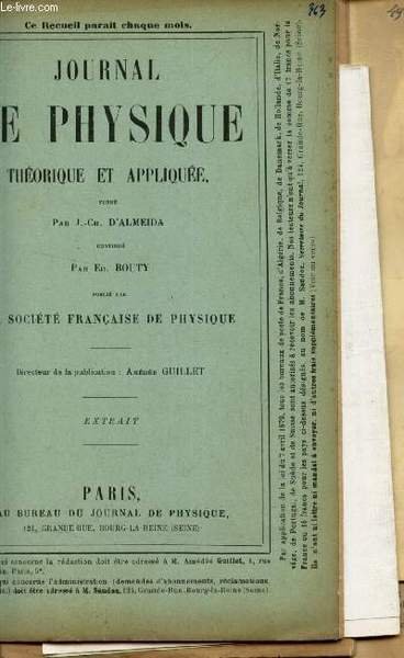 JOURNAL DE PHYSIQUE THEORIQUE ET APPLIQUEE - EXTRAIT.