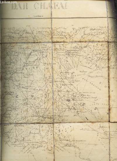 CARTE TOILEE EN NOIR ET BLANC DE : DAR CHAFAI - MAROC - BENI MESKINE - au 200.000e - d'apres l'itineraire lev� avec la colonne TRIBALET du 17 au 27 juin 1910. / DE DIMENSION 56 Cm X 53 Cm environ.