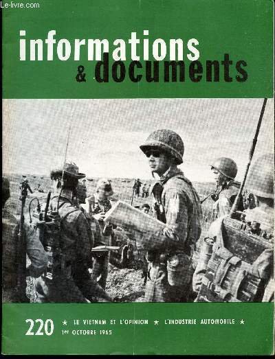 INFORMATIONS & DOCUMENTS - N°220 - 1er OCT 1965 / … | Immagine principale