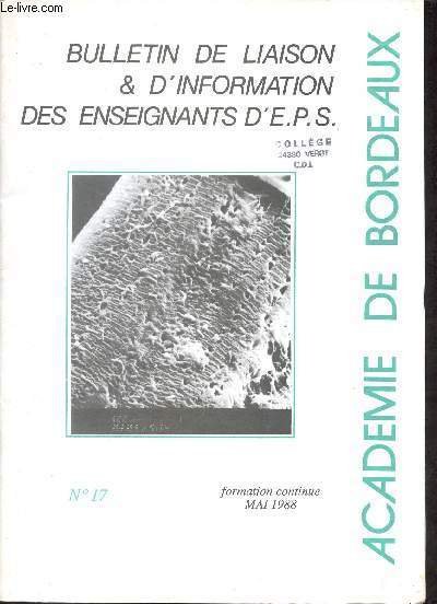 Bulletin de liaison & d'information des enseignants d'e.p.s. acad�mie de …