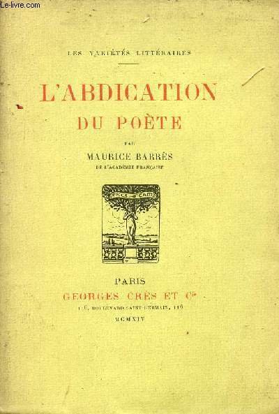 L'abdication du po�te - Collection les vari�t�s litt�raires. | Immagine principale