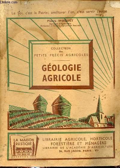 G�ologie agricole - Collection des petits pr�cis agricoles. | Immagine principale