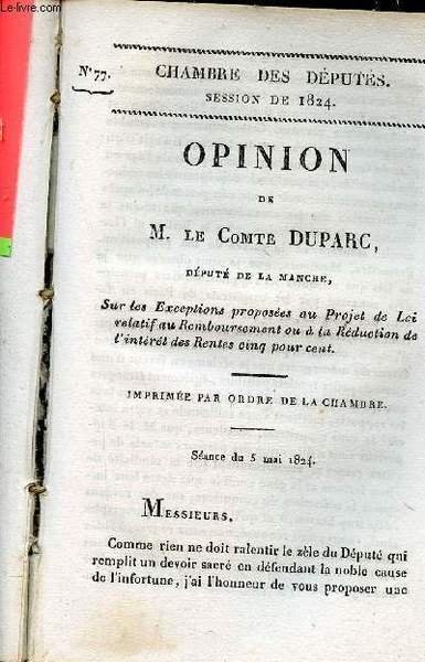 Opinion de M.Le Comte Duparc d�put� de la Manche sur … | Immagine principale