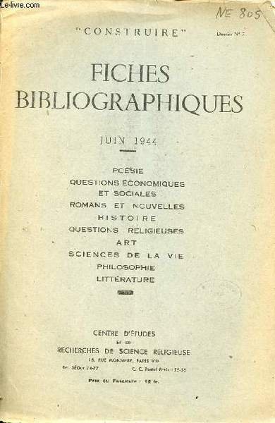 Construire dossier n 7 - Fiches bibliographiques juin 1944 - po sie ...