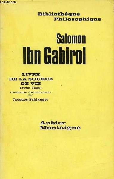 Livre de la Source de Vie (Fons Vitae) - Collection …
