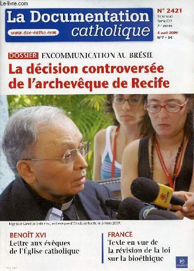 La Documentation Catholique n�2421 tme CVI 91e ann�e 5 avril … | Immagine principale