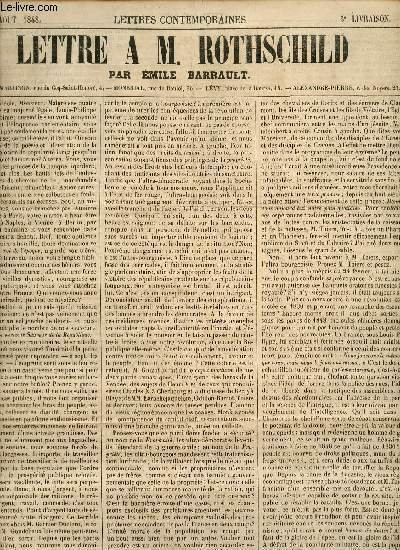 Lettre � M.Rothschild par Emile Barrault - Lettres contemporaines 3e …