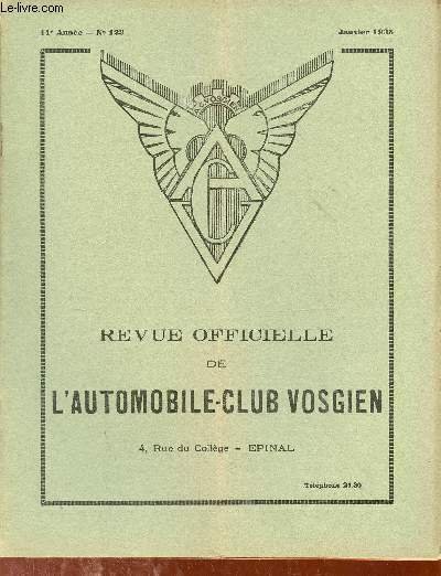 Revue officielle de l'automobile-club vosgien n�123 11e ann�e janvier 1935 …
