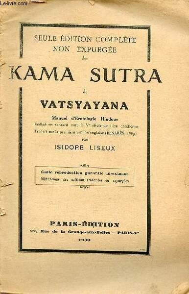 Seule édition complète non expurgée des Kama Sutra de Vatsyayana … | Immagine principale