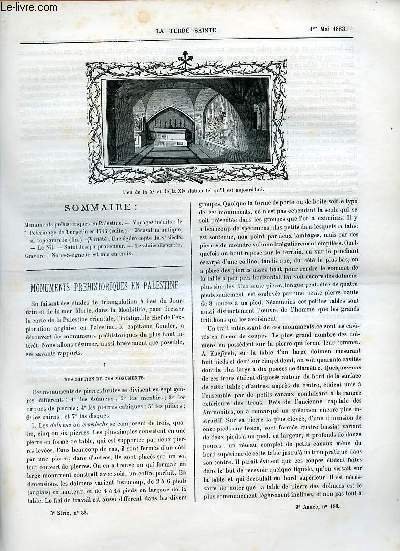 La Terre Sainte n°33 3e série 9e année n°188 1er mai 1883 - Monuments préhistoriques en Palestine - voyages inédits pèlerinage de Turpetin en 1715 (suite) - Jérusalem antique sa topographie (fin) - Une église copte du Ve siècle - Le Nil etc.