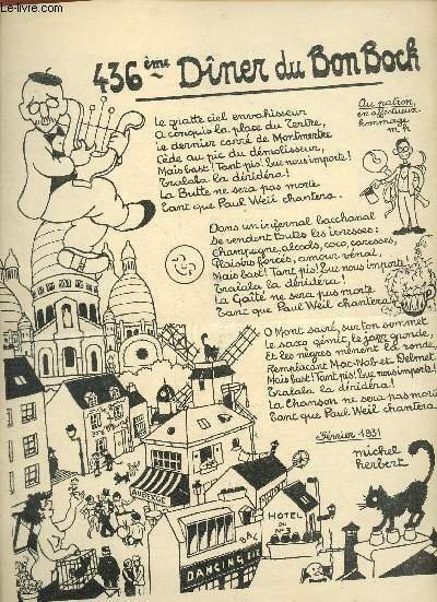 Un programme du 436ème diner du Bon Bock de 1930.
