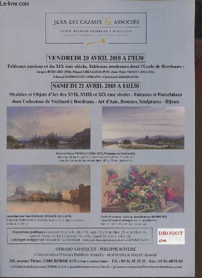 Plaquette dépliante de ventes aux enchères - Tableaux anciens et …