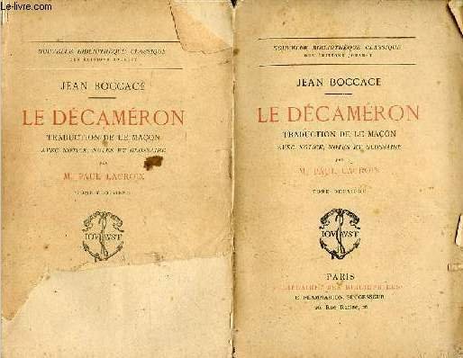 Le décaméron - en deux tomes - tomes 2 + 3 - Collection nouvelle bibliothèque classique.