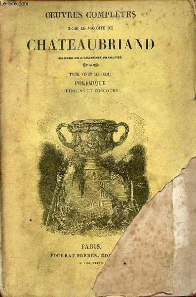 Oeuvres complètes de M.le Vicomte de Chateaubriand - Tome 29 … | Immagine principale