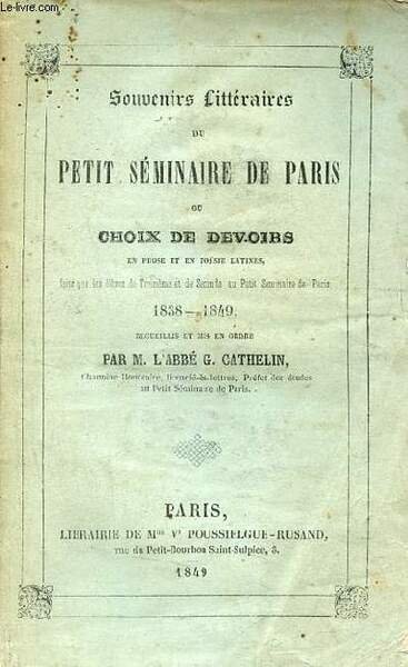 Souvenirs littéraires du petit séminaire de Paris ou choix de … | Immagine principale
