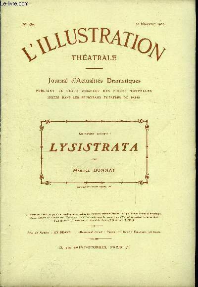 L'illustration théatrale n° 130 - Lysistrata, comédie en quatre actes …