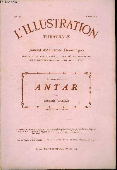 L'illustration théatrale n° 146 - Antar, pièce en cinq actes, …