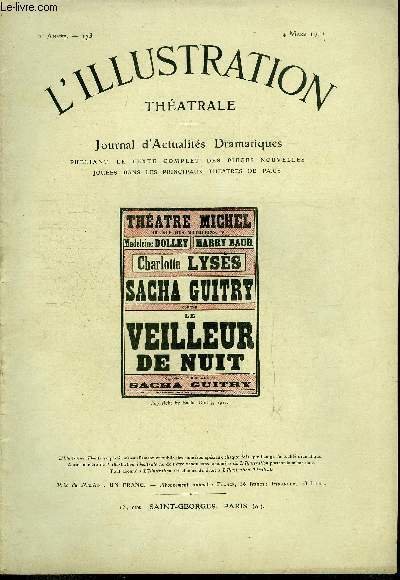 L'illustration théatrale n° 173 - Le veilleur de nuit, comédie …