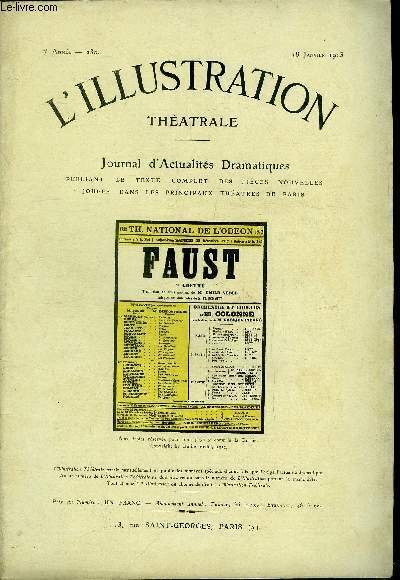 L'illustration théatrale n° 230 - Faust de Goethe, traduction en trois parties et douze tableaux de M. Emile Vedel, représenté pour la première fois au théatre national de l'odéon le 21 décembre 1912