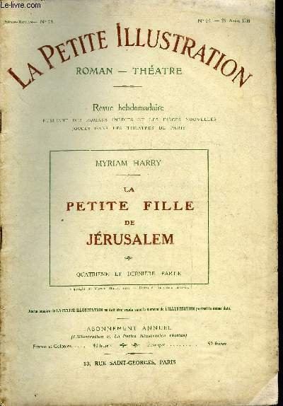 La petite illustration n° 60 série roman n° 24 - La petite fille de Jérusalem, quatrième et dernière partie par Myriam Harry