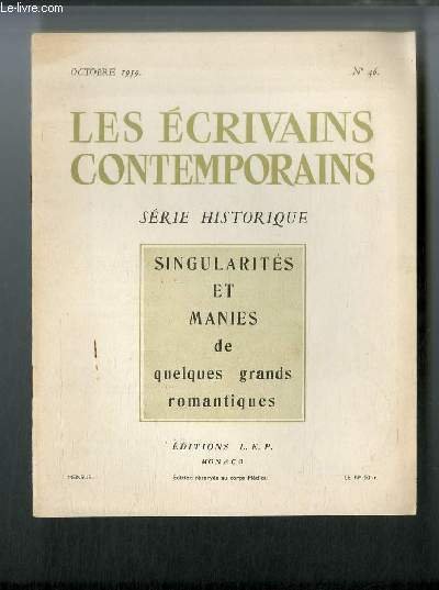 Les écrivains contemporains Série historique n° 46 - Singularités et … | Immagine principale