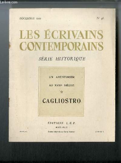 Les écrivains contemporains Série historique n° 48 - Un aventurier …