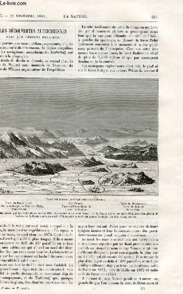 La nature n° 77 - Les découvertes autrichiennes dans les régions polaires, Le prochain passage de Vénus et la mesure des distances inaccessibles par Camille Flammarion, La commission de pêche aux Etats Unis par C. Wyckoff, De la présence du cuivre