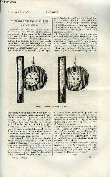 La nature n° 101 - Thermomètre enregistreur de M. Negretti, Treizième réunion annuelle des sociétés savantes des départements, Le passage de Vénus par C. Flammarion, Etat actuel de Huningue par H. de la Blanchère, La vallée de Mexico par Dr Jourdanet