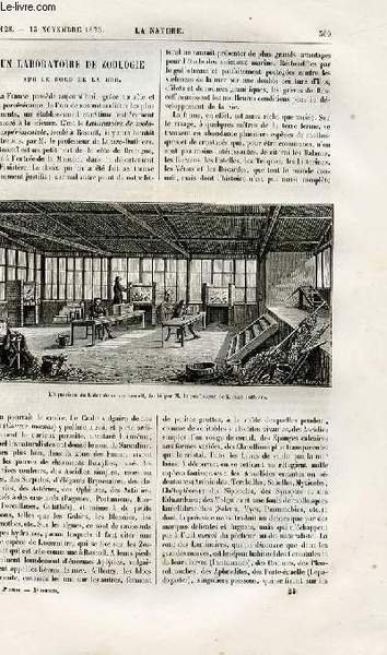 La nature n° 128 - Un laboratoire de zoologie sur le bord de la mer par A. Villot, Les instruments d'observations météorologiques par Gaston Tissandier, Sur le développement des chemins de fer en Angleterre, L'art de terre, Le choix du premier méridien