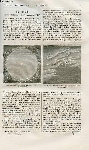 La nature n° 185 - Les halos du 29 novembre …