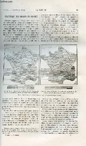 La nature n° 344 - Statistique des bègues en France par Jacques Bertillon, Les termites de France et de l'étranger par Maurice Girard, La planète extérieure a Neptune et les comètes par Camille Flammarion; Le dessèchement de lac Fucino par Gaston