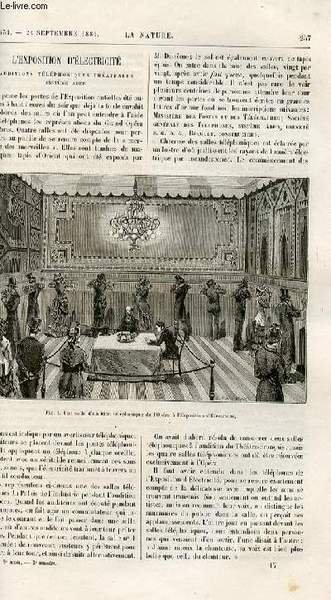 La nature n° 434 - L'exposition d'électricité, auditions téléphoniques théatrales … | Immagine principale