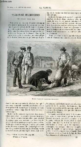 La nature n° 454 - Vaccinations charbonneuses des animaux domestiques, … | Immagine principale