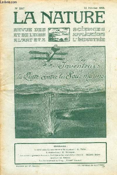 La nature n° 2317 - La lutte contre les sous-marins …