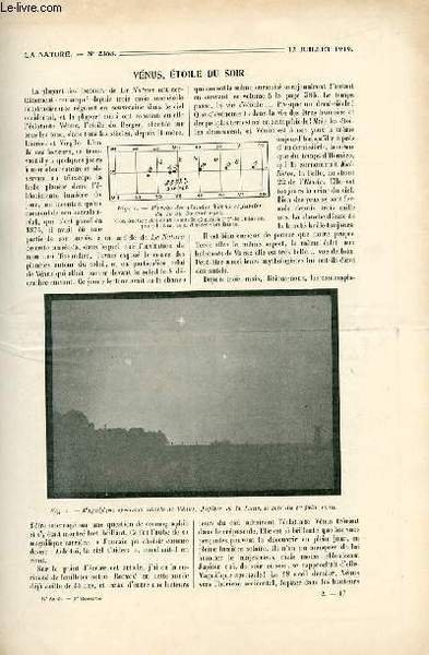 La nature n° 2363 - Vénus par Camille Flammarion, Avenir agricole de la Mésopotamie par CD, La reconstruction des bâtiments ruraux des régions dévastées: matériaux et procédés modernes par Bousquet, Le remploi des ruines des cités détruites par AT