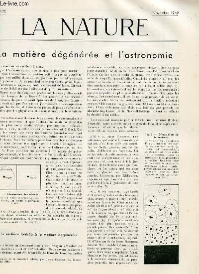La nature n° 3175 - La matière dégénérée et l'astronomie … | Immagine principale