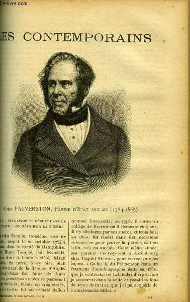 Lord Palmerston, homme d'Etat anglais (1784-1865). LES CONTEMPORAINS N° 799 | Immagine principale