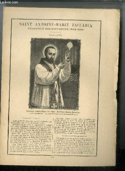 Vies des Saints n° 904 - Saint Antoine-Marie Zaccaria, fondateur … | Immagine principale