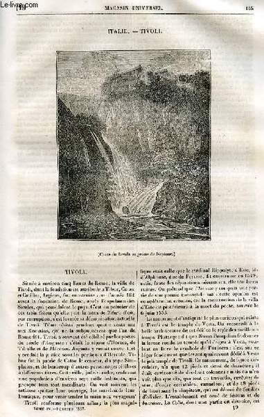 Le magasin universel - tome quatrième - Livraison n°19 - Italie - Tivoli.