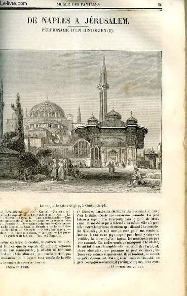 Le musée des familles - lecture du soir - deuxième série - livraison n°11 et 12 - De Naples à Jérusalem, pélerinage d'un historien par Mazas.