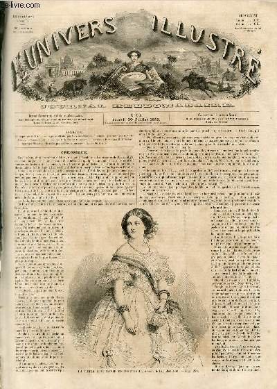 L'UNIVERS ILLUSTRE - DEUXIEME ANNEE N° 63 - La reine …