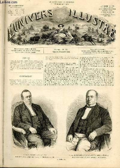 L'UNIVERS ILLUSTRE - HUITIEME ANNEE N° 424 S. Exc. M. …