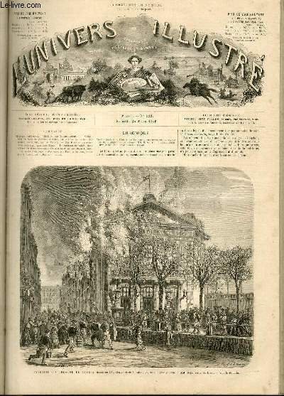 L'UNIVERS ILLUSTRE- NEUVIEME ANNEE N° 522 Incendie du théâtre de …